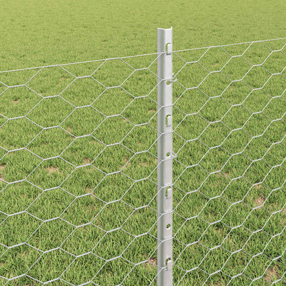 vidaXL Hexagonal Fence with Post 10 x 0.8 m Galvanised Steel Silver 4