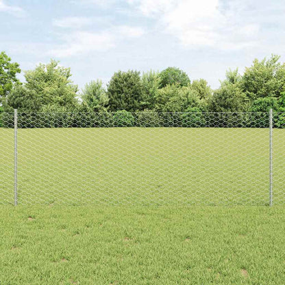 vidaXL Hexagonal Fence with Post 10 x 0.8 m Galvanised Steel Silver 1