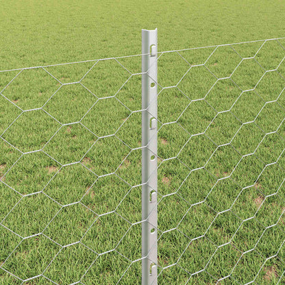 vidaXL Hexagonal Fence with Post 10 x 0.8 m Galvanised Steel Silver 4