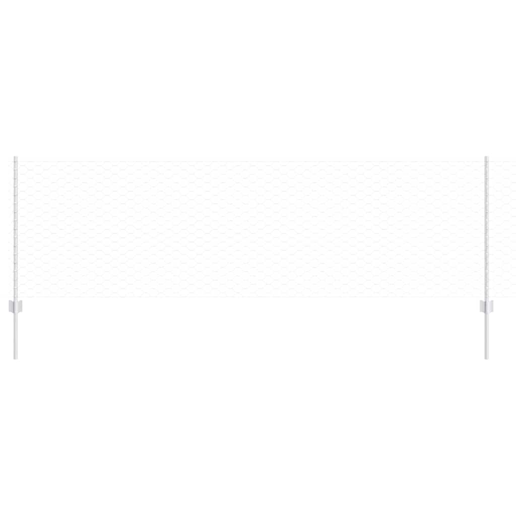 vidaXL Hexagonal Fence with Post 10 x 0.8 m Galvanised Steel Silver 2