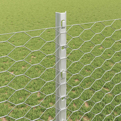 vidaXL Hexagonal Fence with Post 10 x 1.2 m Galvanised Steel Silver 4