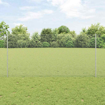 vidaXL Hexagonal Fence with Post 10 x 1.2 m Galvanised Steel Silver 1