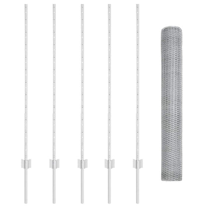 vidaXL Hexagonal Fence with Post 10 x 1.2 m Galvanised Steel Silver 5