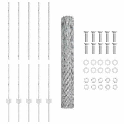 vidaXL Hexagonal Fence with Post 10 x 1.2 m Galvanised Steel Silver 6