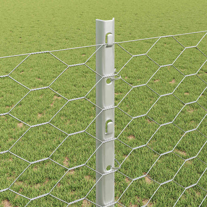 vidaXL Hexagonal Fence with Post 10 x 1.2 m Galvanised Steel Silver 4
