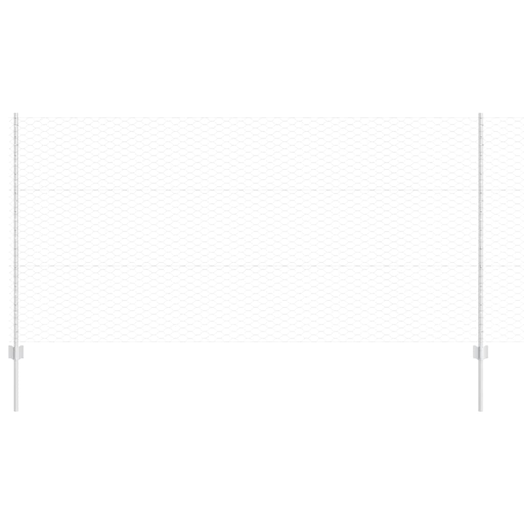 vidaXL Hexagonal Fence with Post 10 x 1.2 m Galvanised Steel Silver 2