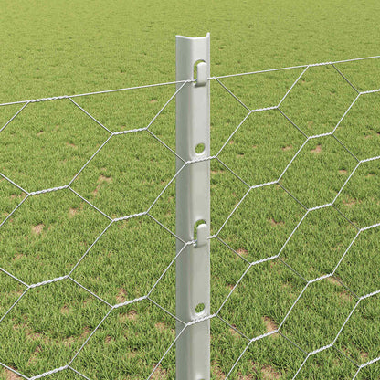 vidaXL Hexagonal Fence with Post 10 x 1.2 m Galvanised Steel Silver 4