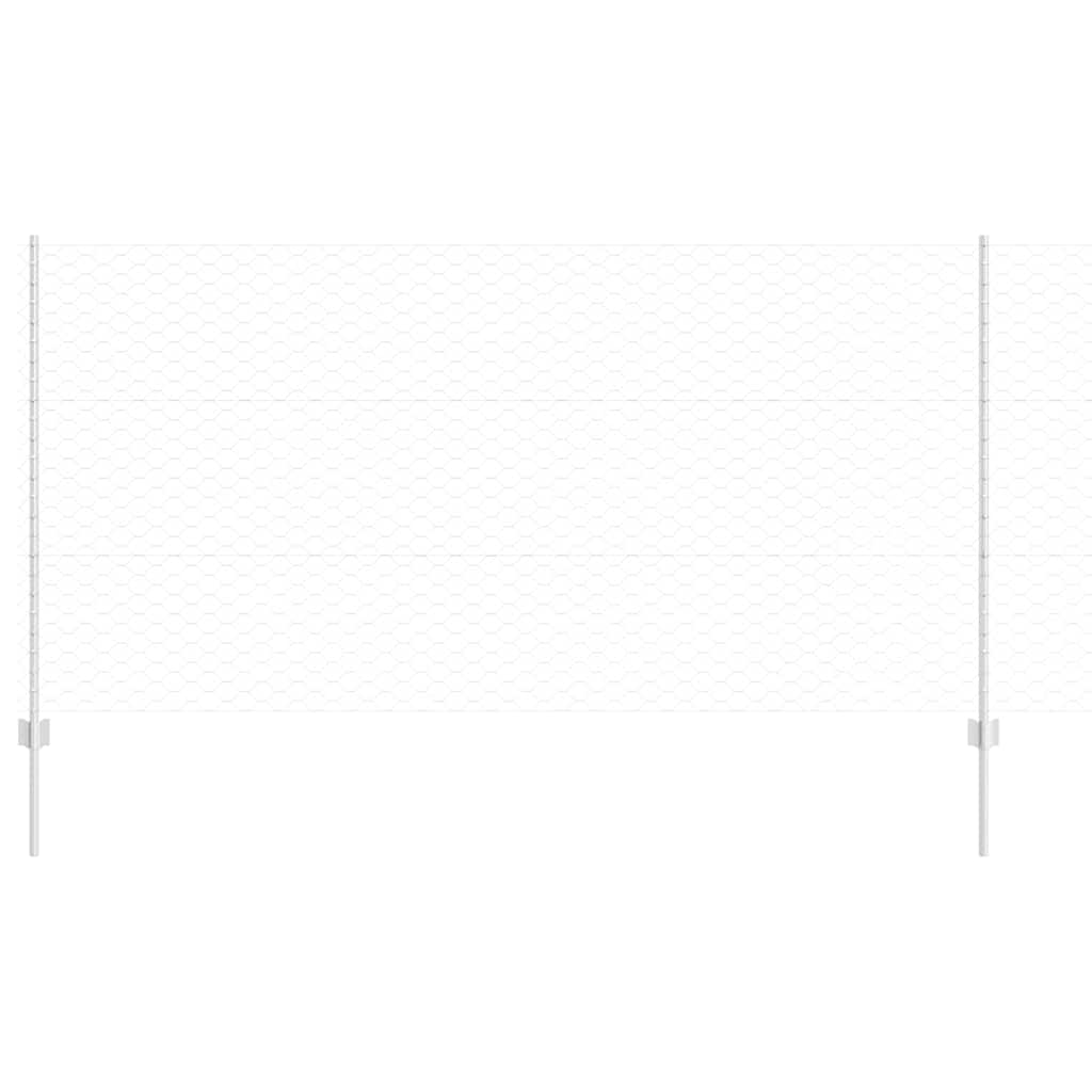 vidaXL Hexagonal Fence with Post 10 x 1.2 m Galvanised Steel Silver 2