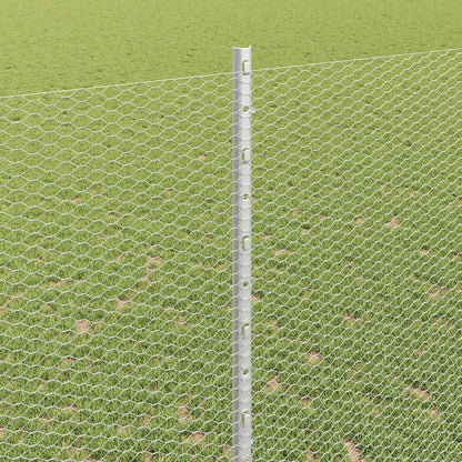 vidaXL Hexagonal Fence with Post 10 x 1.4 m Galvanised Steel Silver 4