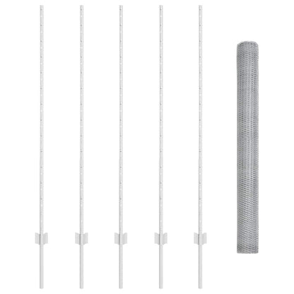 vidaXL Hexagonal Fence with Post 10 x 1.4 m Galvanised Steel Silver 5