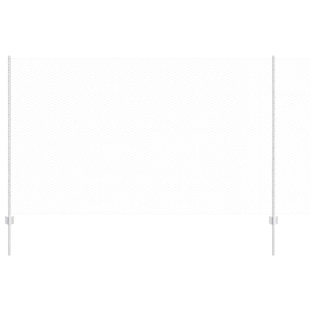 vidaXL Hexagonal Fence with Post 10 x 1.4 m Galvanised Steel Silver 2