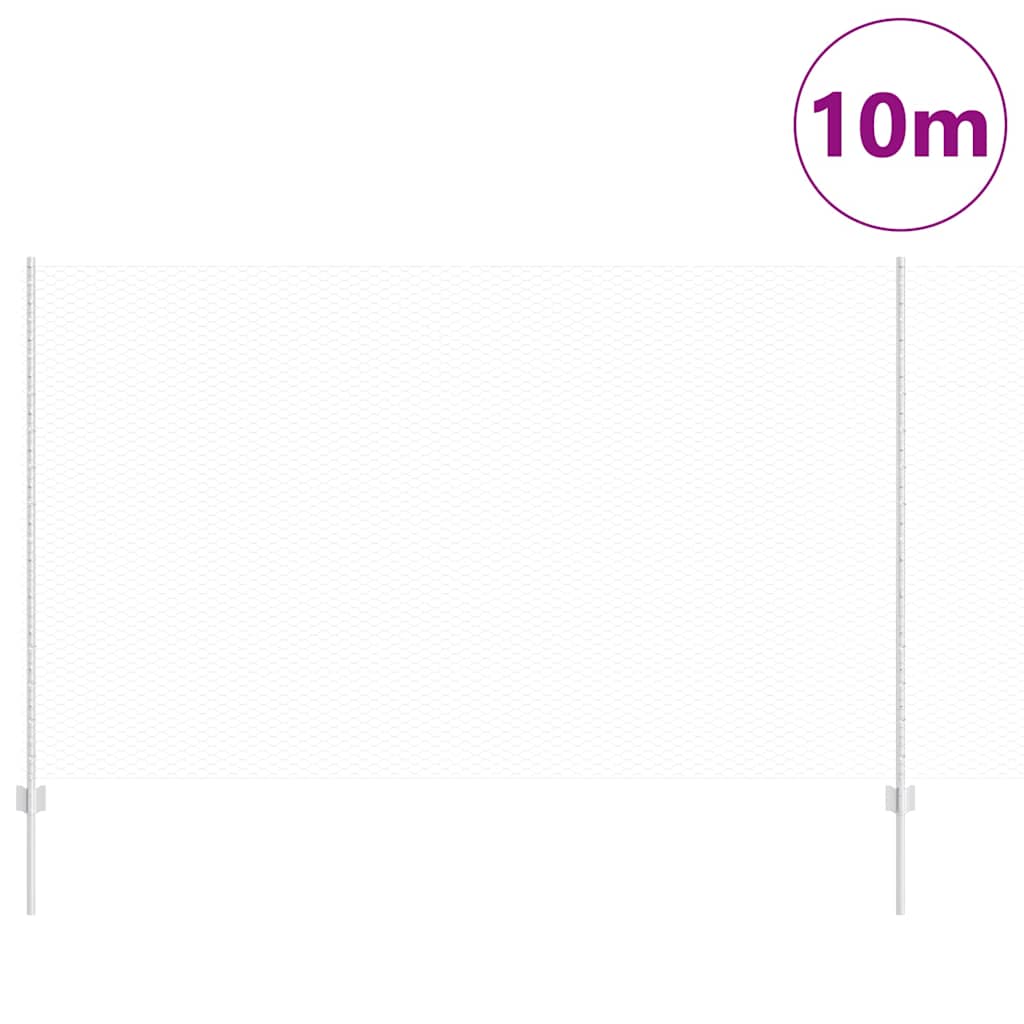 vidaXL Hexagonal Fence with Post 10 x 1.4 m Galvanised Steel Silver 3