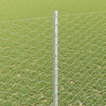 vidaXL Hexagonal Fence with Post 10 x 1.4 m Galvanised Steel Silver 4