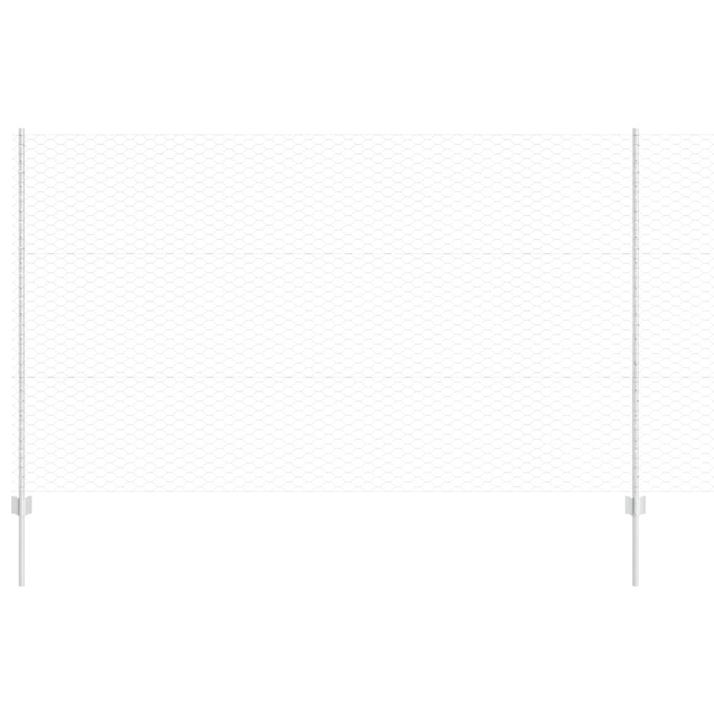 vidaXL Hexagonal Fence with Post 10 x 1.4 m Galvanised Steel Silver 2