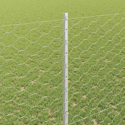 vidaXL Hexagonal Fence with Post 10 x 1.4 m Galvanised Steel Silver 4