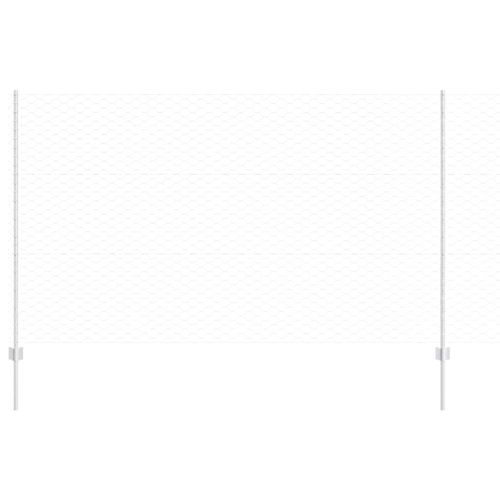 vidaXL Hexagonal Fence with Post 10 x 1.4 m Galvanised Steel Silver 2