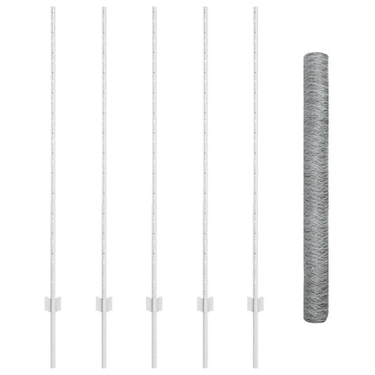 vidaXL Hexagonal Fence with Post 10 x 1.4 m Galvanised Steel Silver 5
