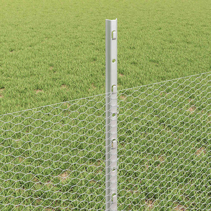 vidaXL Hexagonal Fence with Post 25 x 0.5 m Galvanised Steel Silver 4