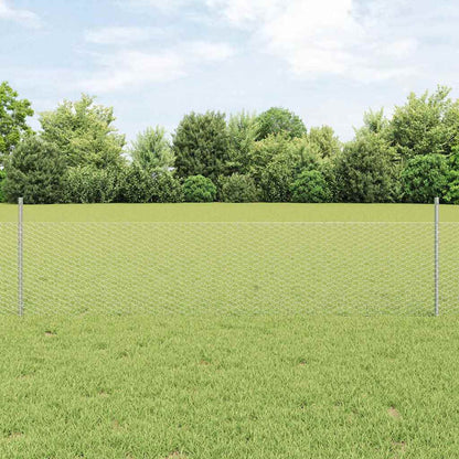 vidaXL Hexagonal Fence with Post 25 x 0.5 m Galvanised Steel Silver 1