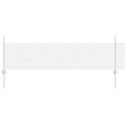vidaXL Hexagonal Fence with Post 25 x 0.5 m Galvanised Steel Silver 2