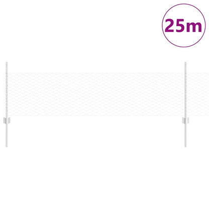 vidaXL Hexagonal Fence with Post 25 x 0.5 m Galvanised Steel Silver 3