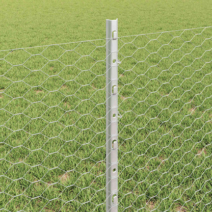 vidaXL Hexagonal Fence with Post 25 x 0.6 m Galvanised Steel Silver 4