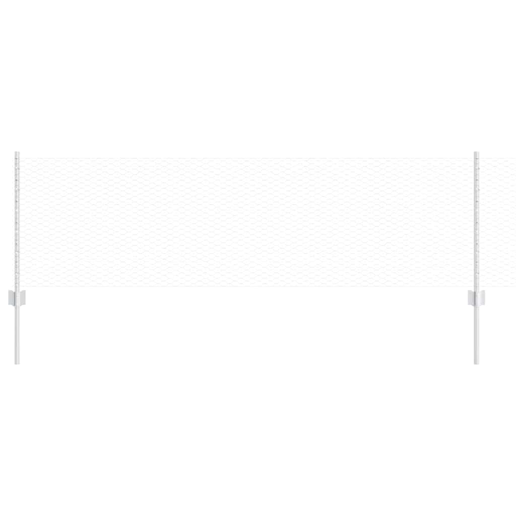 vidaXL Hexagonal Fence with Post 25 x 0.6 m Galvanised Steel Silver 2