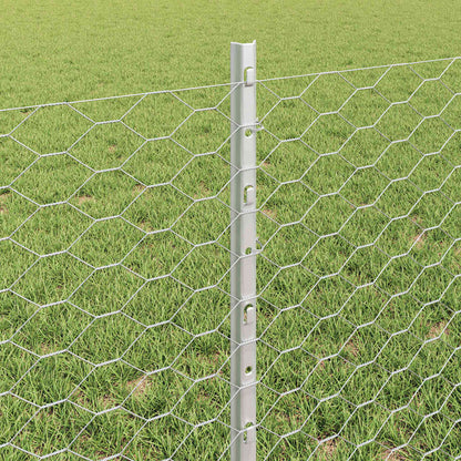 vidaXL Hexagonal Fence with Post 25 x 0.6 m Galvanised Steel Silver 4