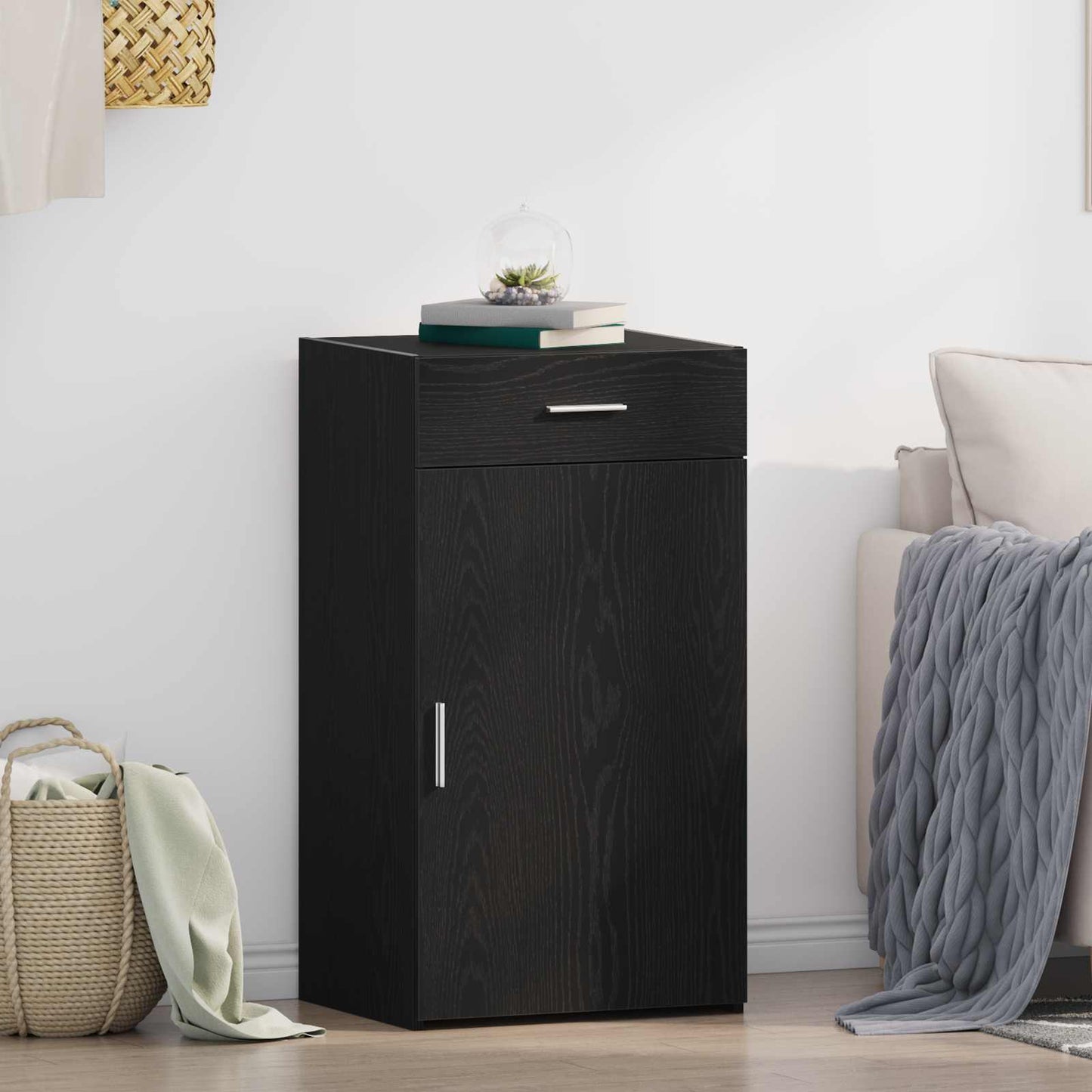 vidaXL Sideboard Black Oak 50 x 42.5 x 93 cm 1
