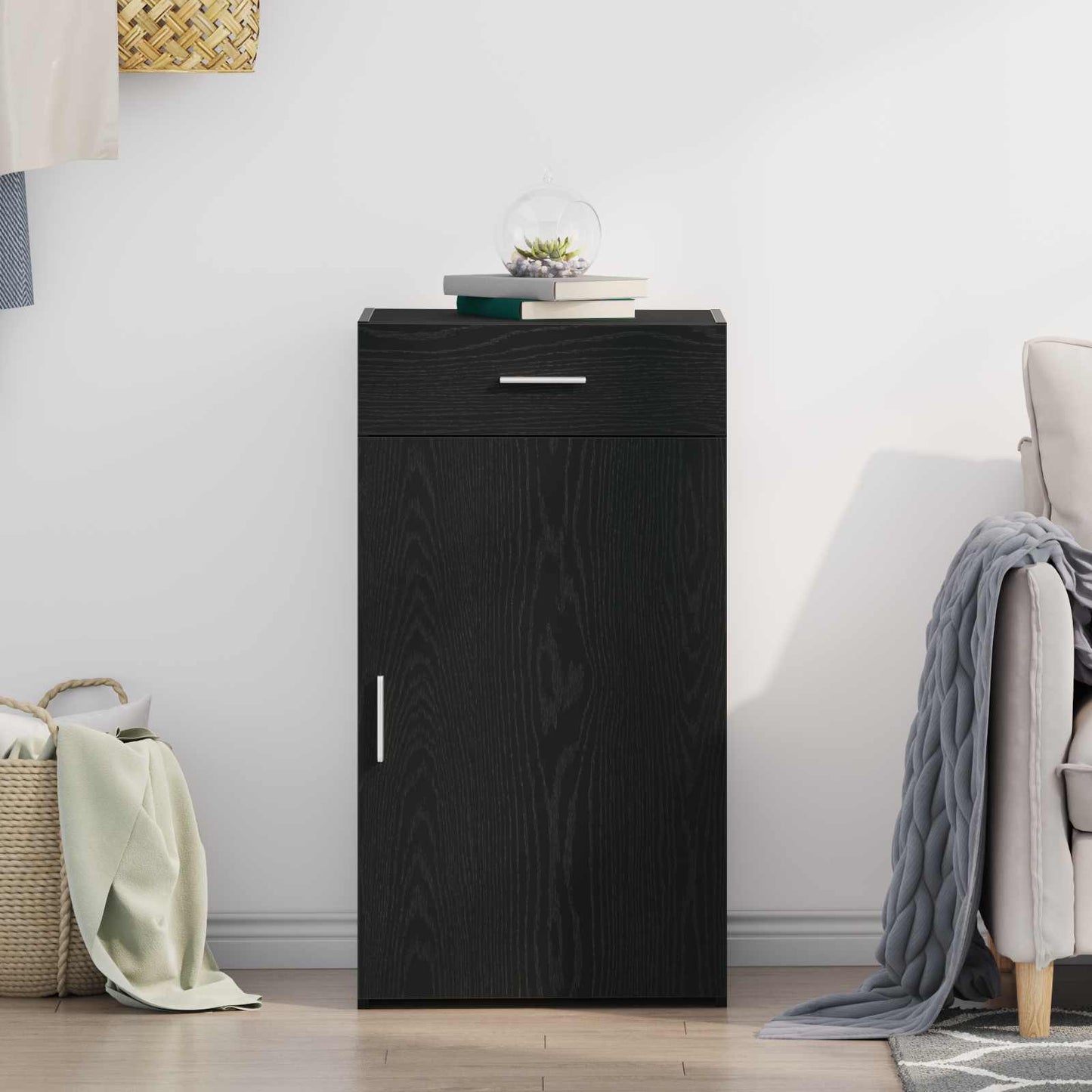vidaXL Sideboard Black Oak 50 x 42.5 x 93 cm 4