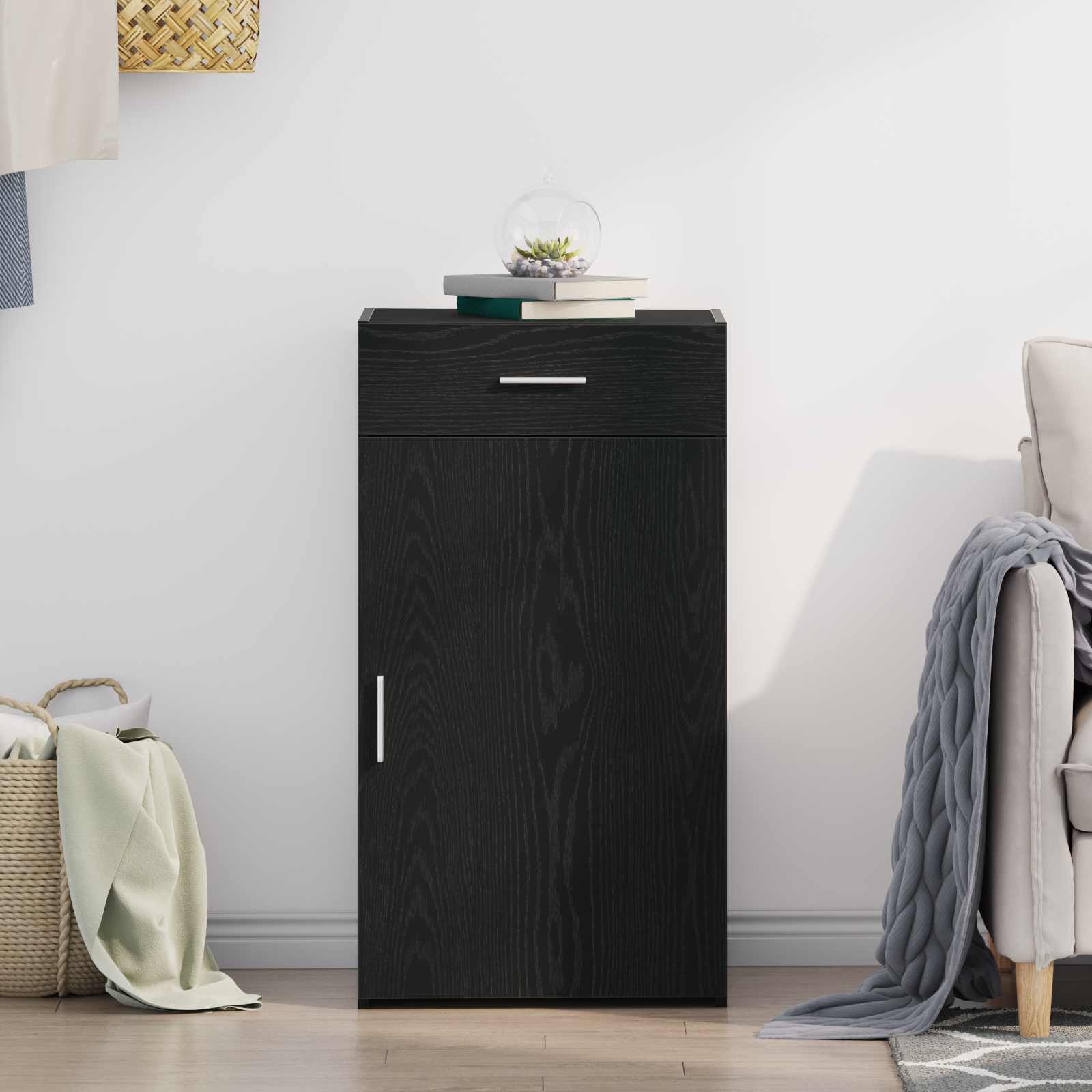 vidaXL Sideboard Black Oak 50 x 42.5 x 93 cm 4