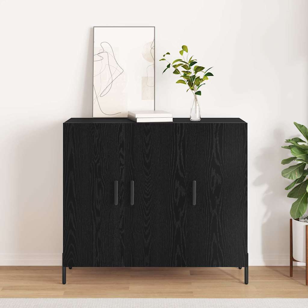 vidaXL Sideboard Black Oak 90 x 34 x 80 cm Engineered Wood 1