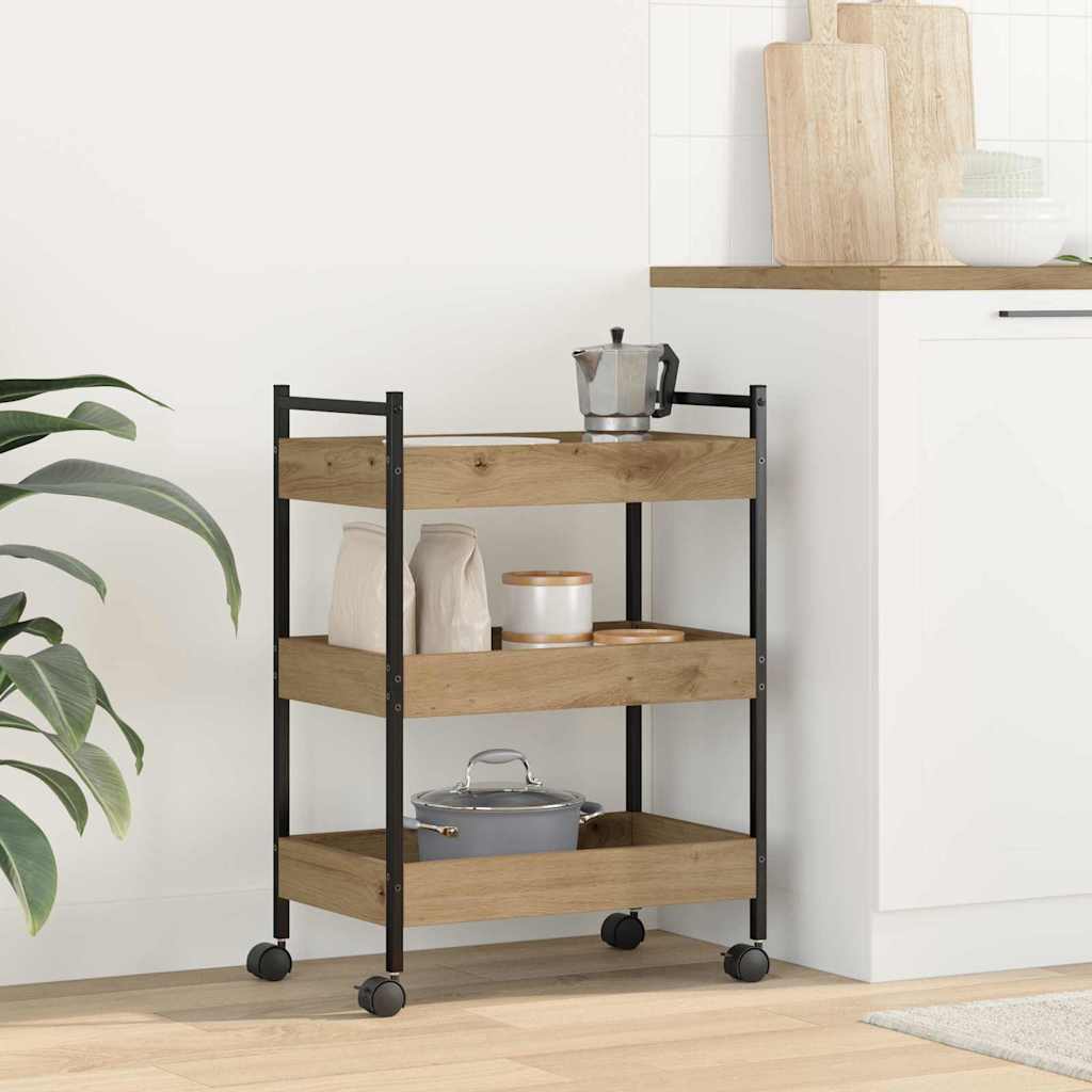 vidaXL Kitchen Trolley Artisan Oak 50 x 30 x 70 cm Engineered Wood 1