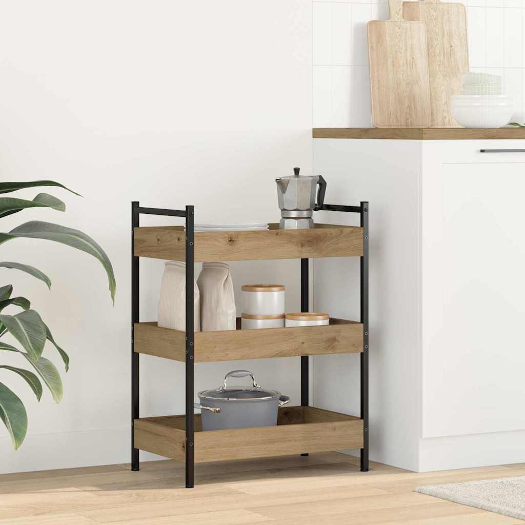 vidaXL Kitchen Trolley Artisan Oak 50 x 30 x 70 cm Engineered Wood 4