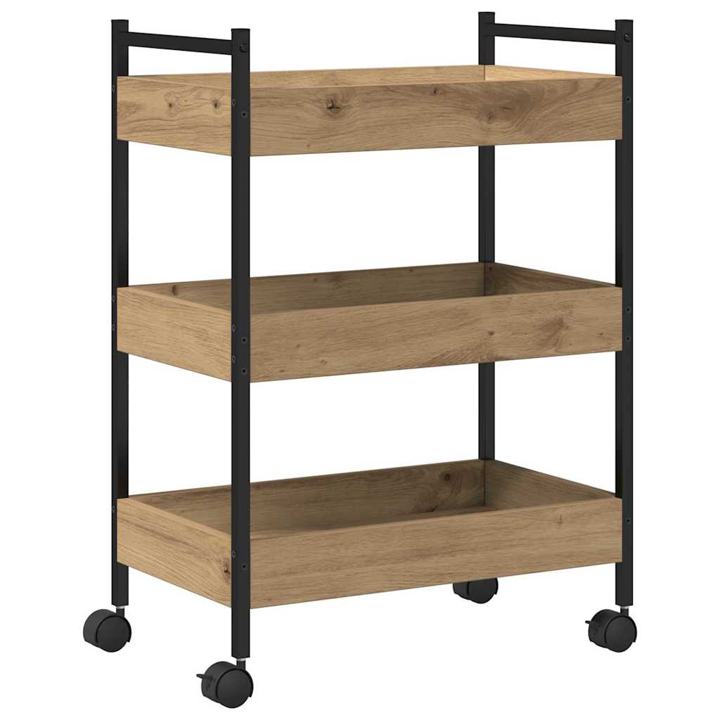 vidaXL Kitchen Trolley Artisan Oak 50 x 30 x 70 cm Engineered Wood 2