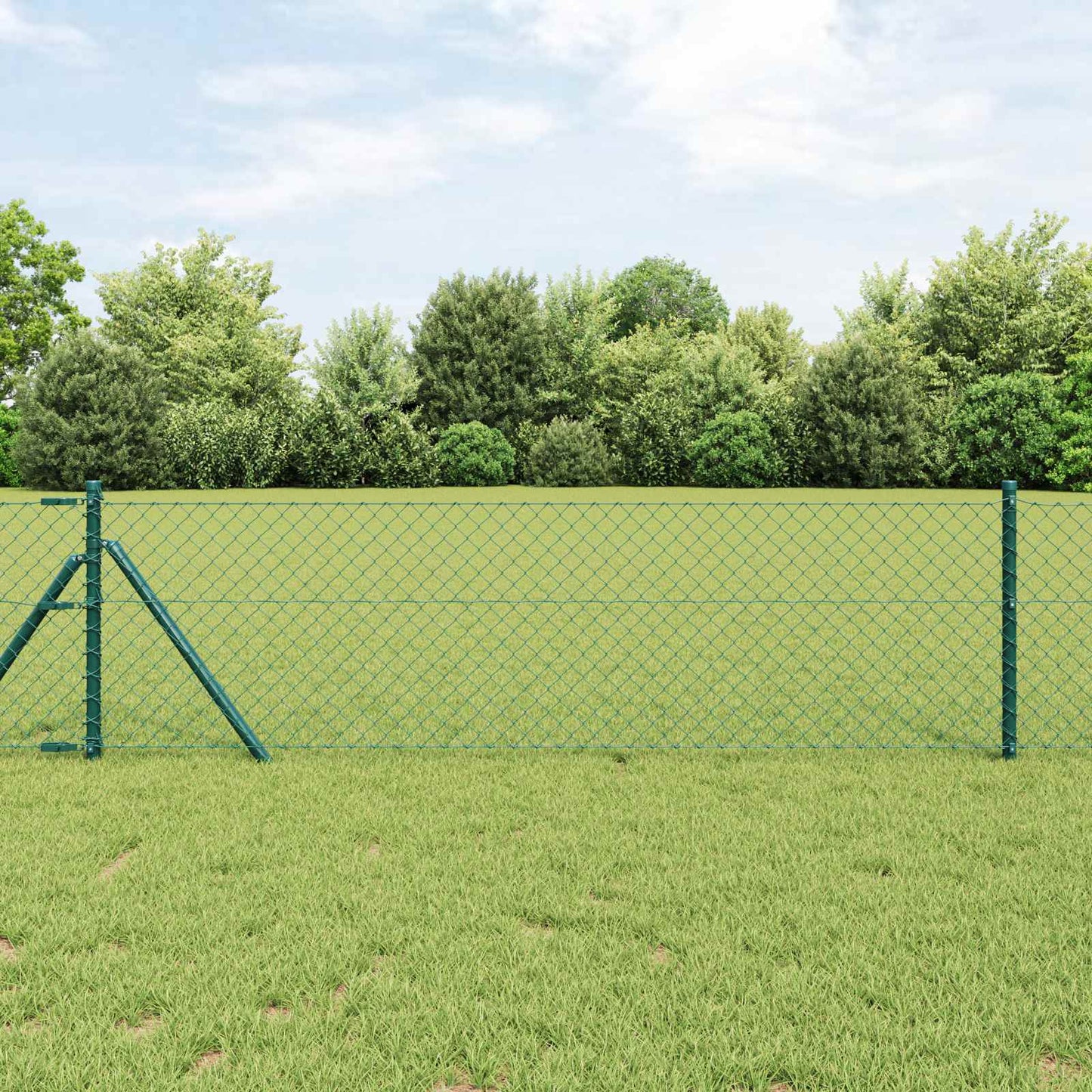 vidaXL Chain Link Fence 25 x 0.8 m Steel Green 1