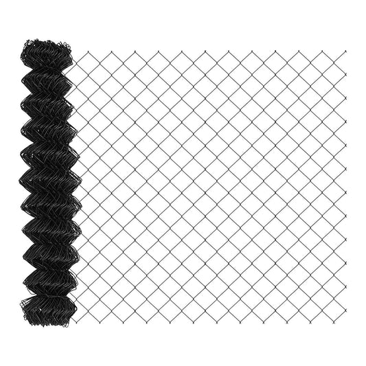 the fence panels partially unrolled to show the diamond pattern of the wire mesh