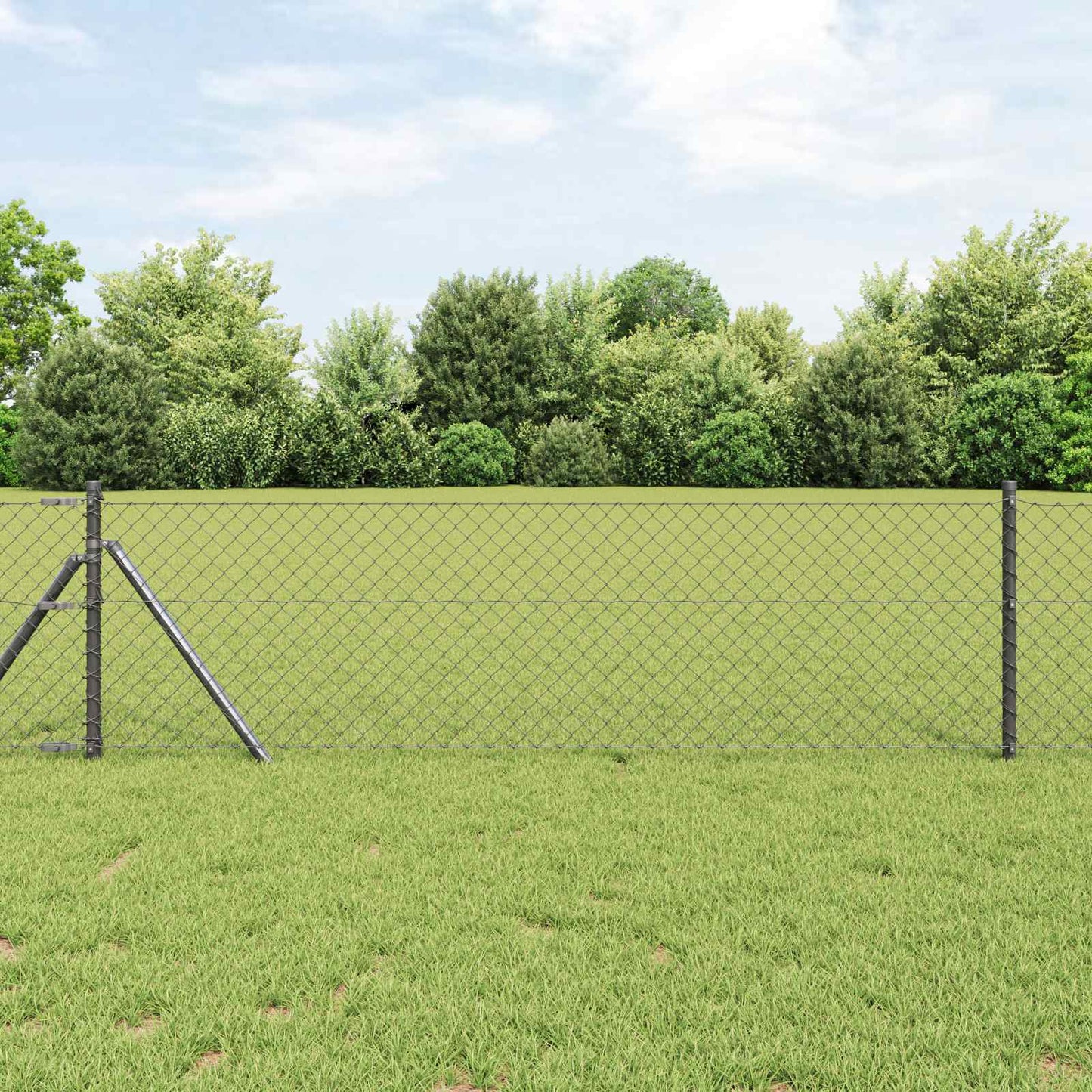 vidaXL Chain Link Fence 25 x 0.8 m Steel Grey 1