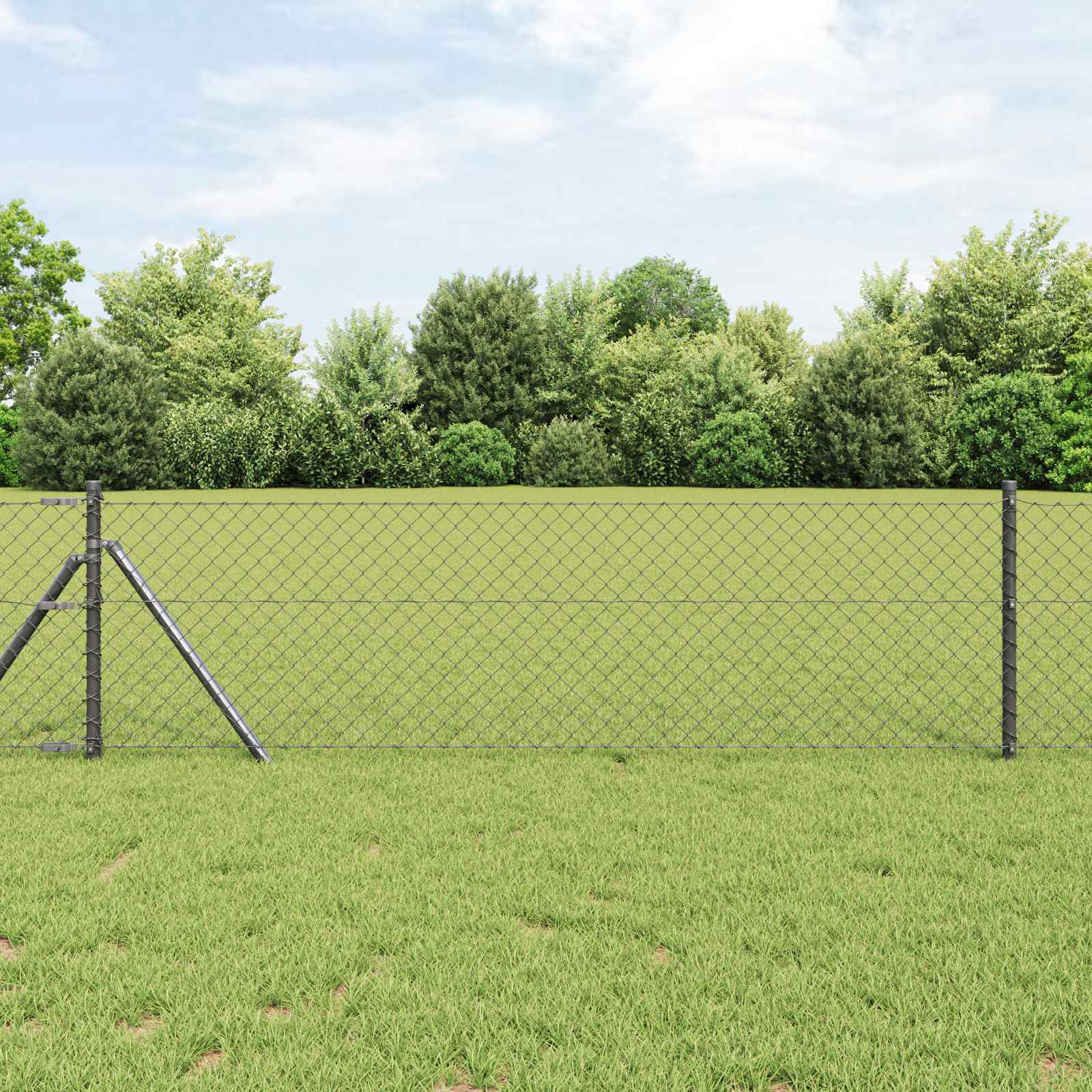 vidaXL Chain Link Fence 25 x 0.8 m Steel Grey 1