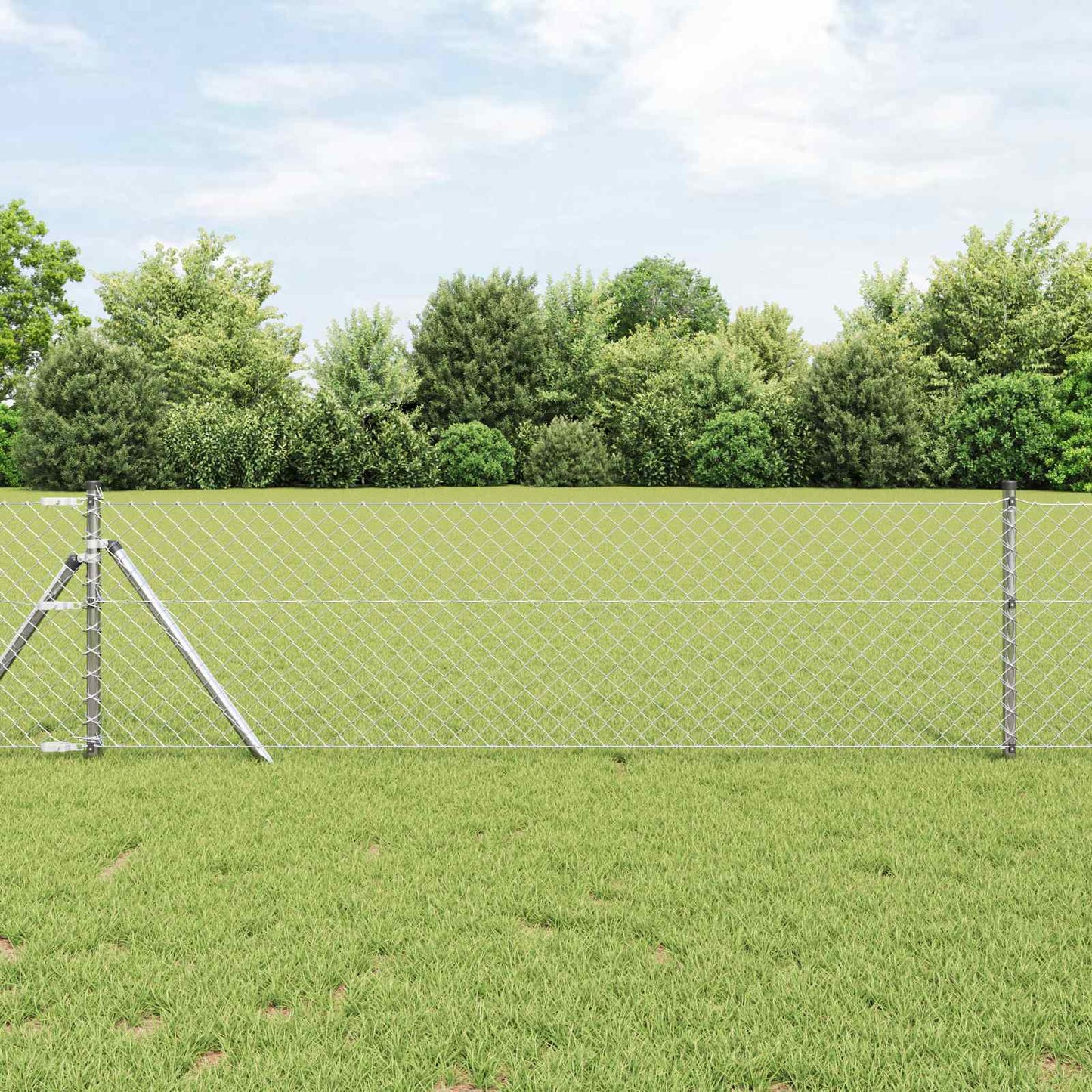 vidaXL Chain Link Fence 25 x 0.8 m Galvanised steel Silver 1