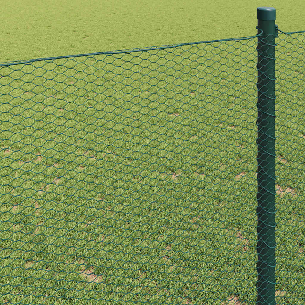 vidaXL Hexagon Fence 1.5 x 50 m PVC Green 4