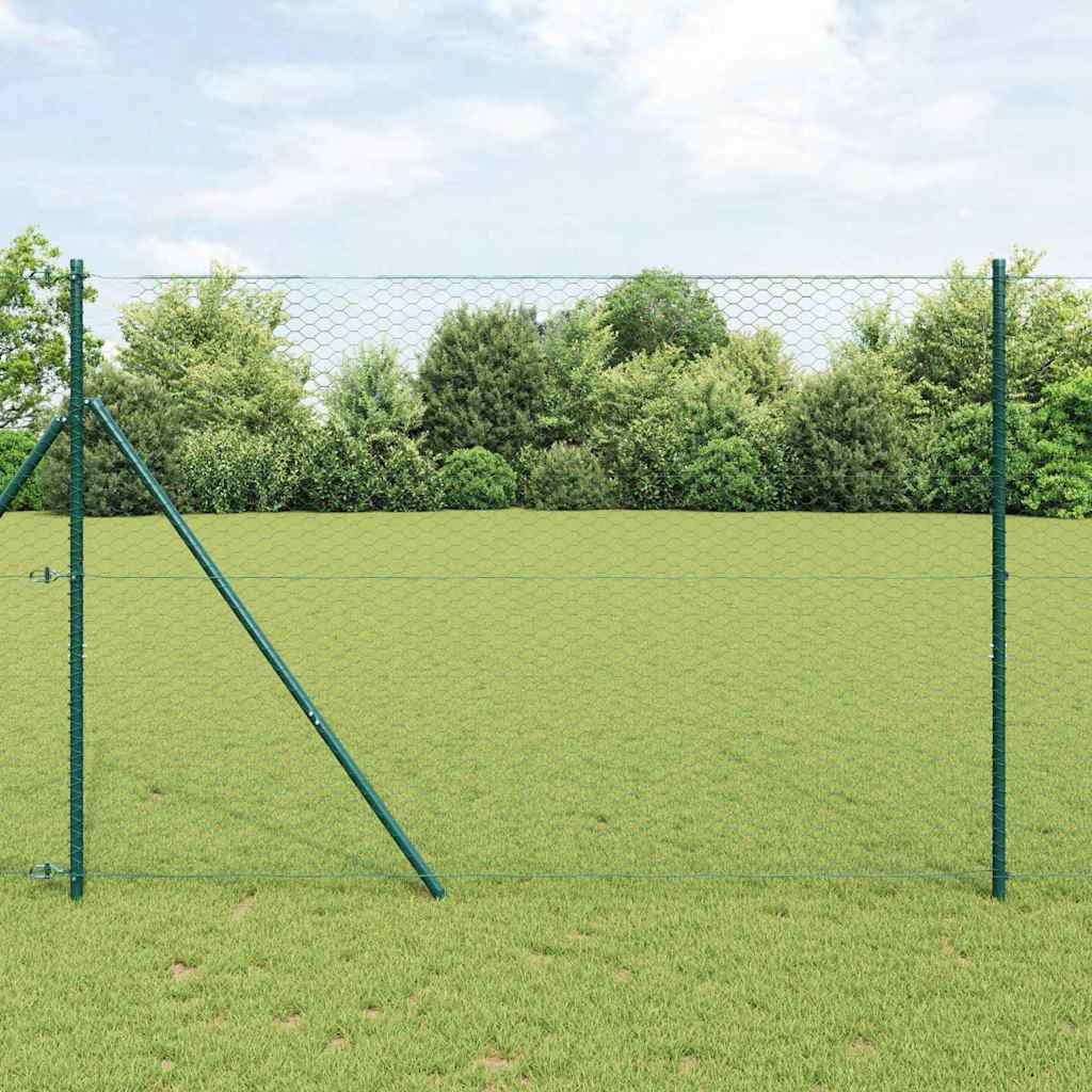 vidaXL Hexagon Fence 1.5 x 50 m PVC Green 1
