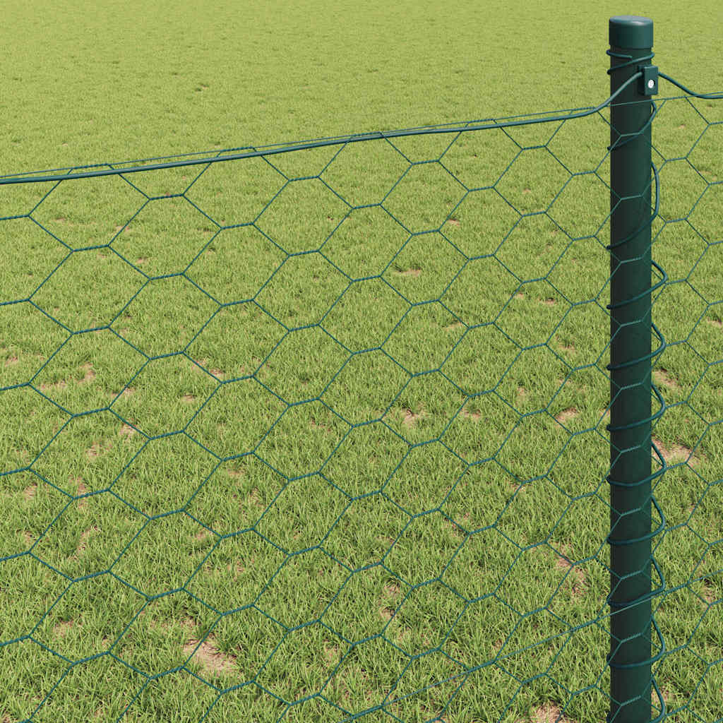 vidaXL Hexagon Fence 0.8 x 100 m PVC Green 4