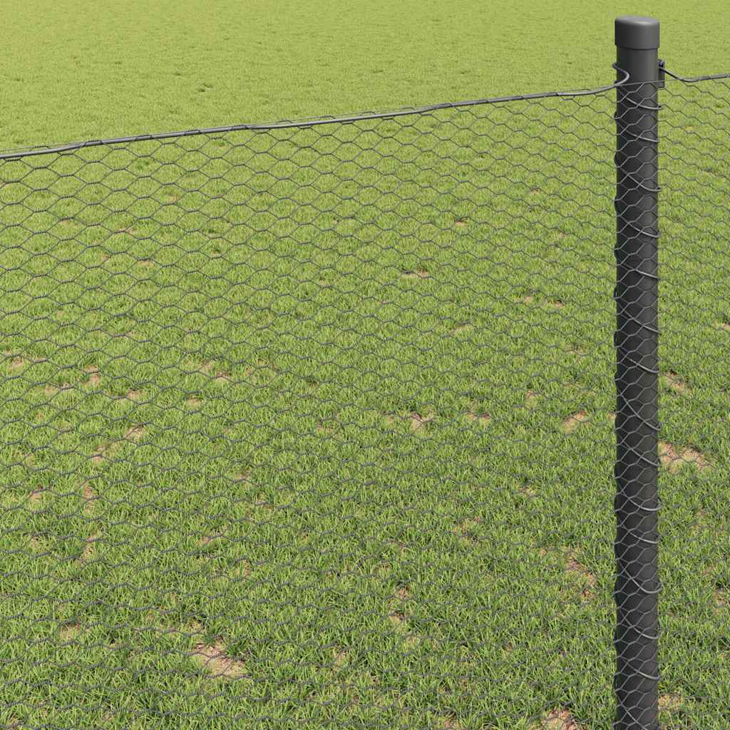 vidaXL Hexagon Fence 1.4 x 50 m PVC Grey 4
