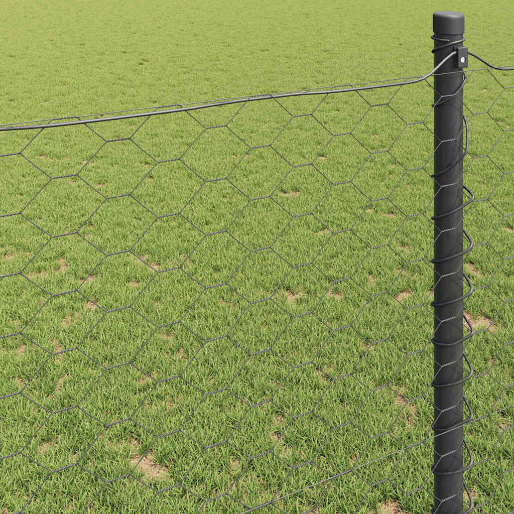 vidaXL Hexagon Fence 1.5 x 50 m PVC Grey 4