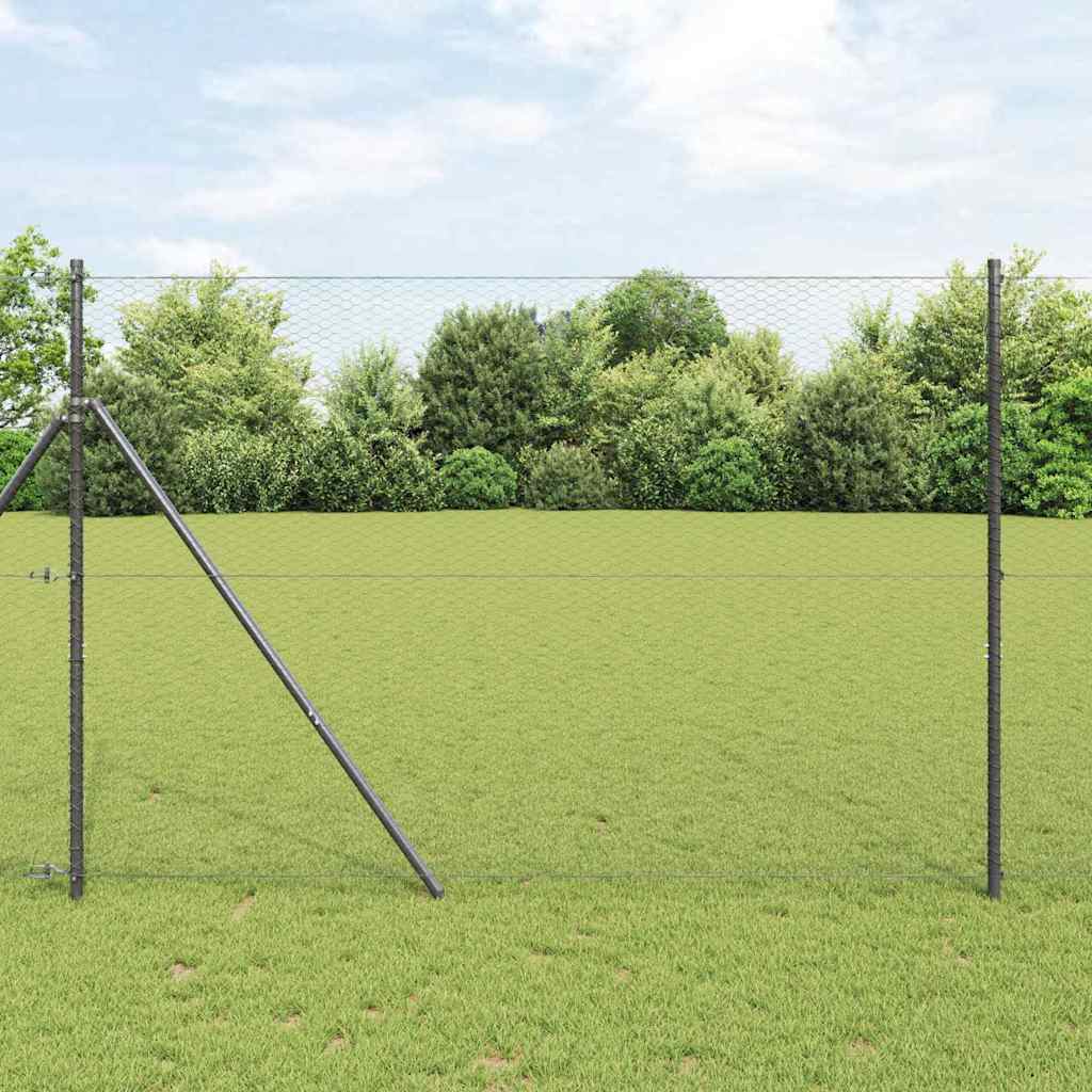 vidaXL Hexagon Fence 1.6 x 50 m PVC Grey 1