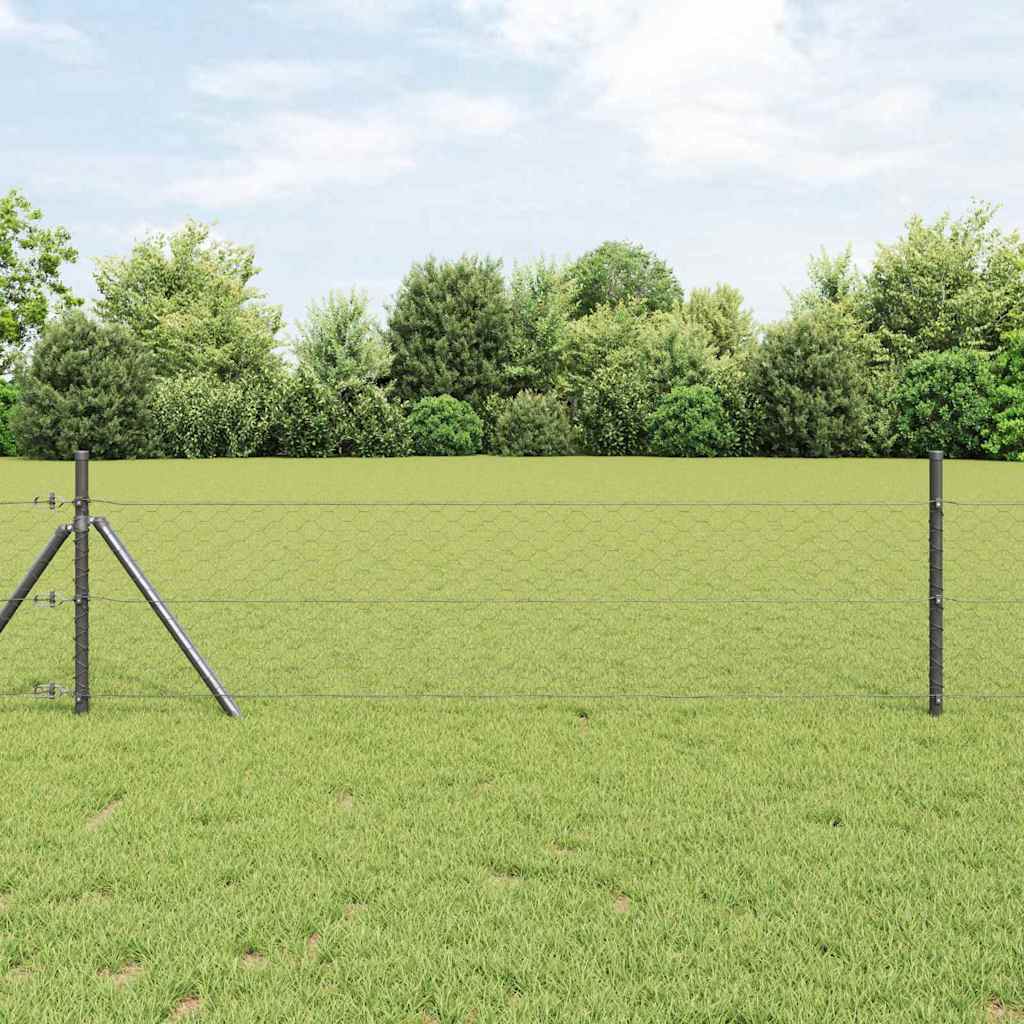 vidaXL Hexagon Fence 1.6 x 50 m PVC Grey 1
