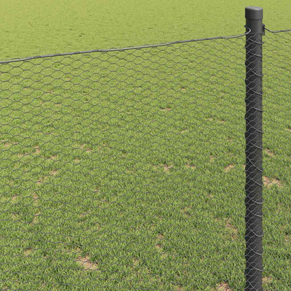 vidaXL Hexagon Fence 1 x 100 m PVC Grey 4