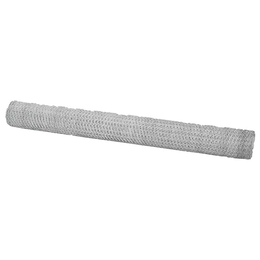 vidaXL Hexagon Fence 1.6 x 25 m Galvanised steel Silver 2