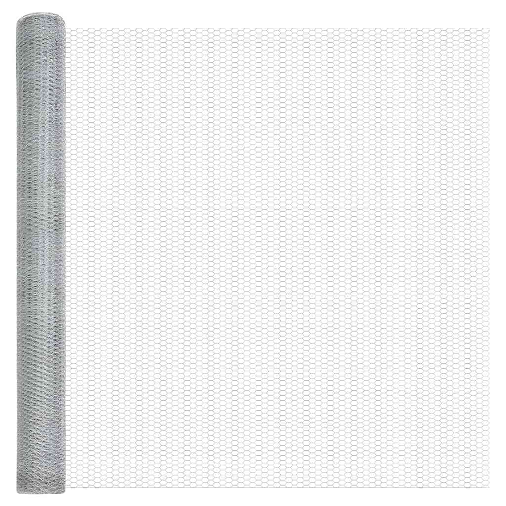 vidaXL Hexagon Fence 1.6 x 25 m Galvanised steel Silver 5